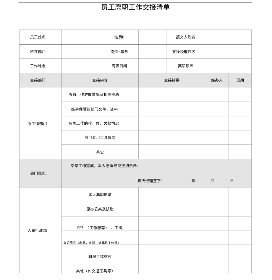 员工离职工作交接清单(模板).doc