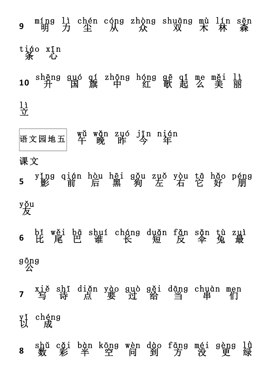 一年级语文上册识字表.doc