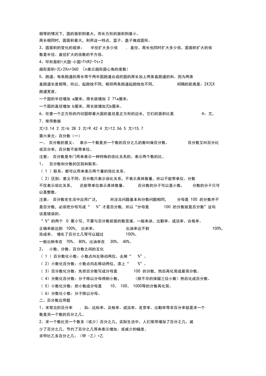 六年级数学重点知识归纳.doc