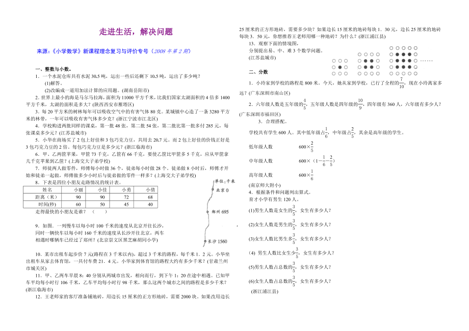 小学数学走进生活解决问题试题.doc