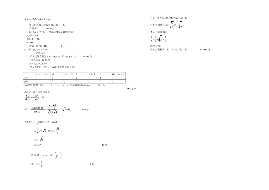 成人高考数学试卷及答案.doc