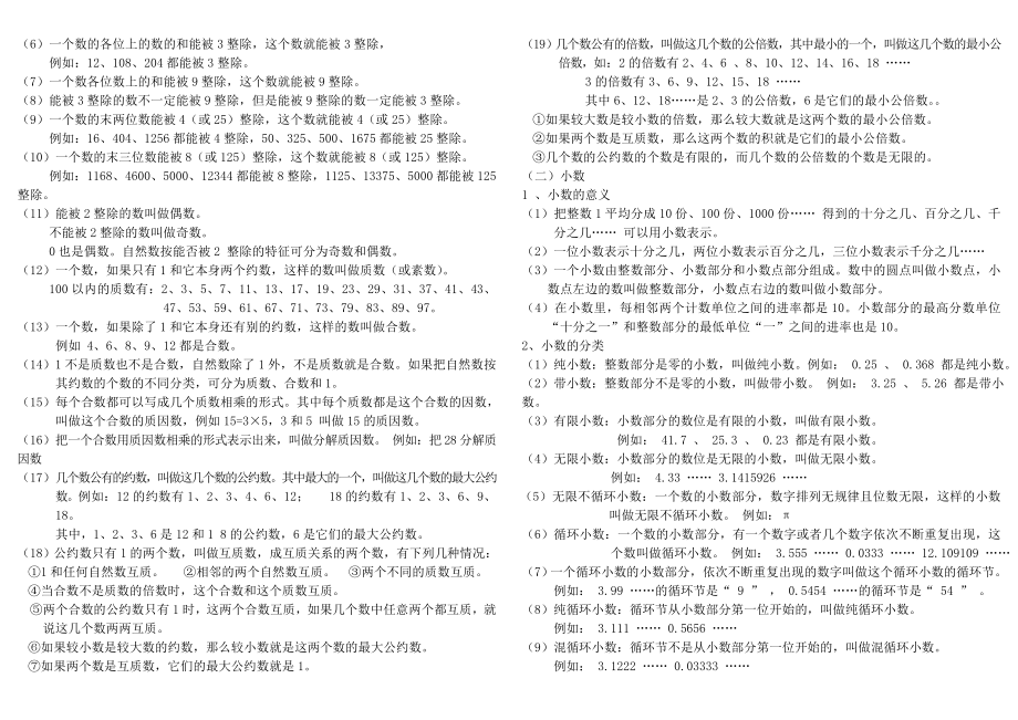 人教版小学数学16年级总复习知识点.doc