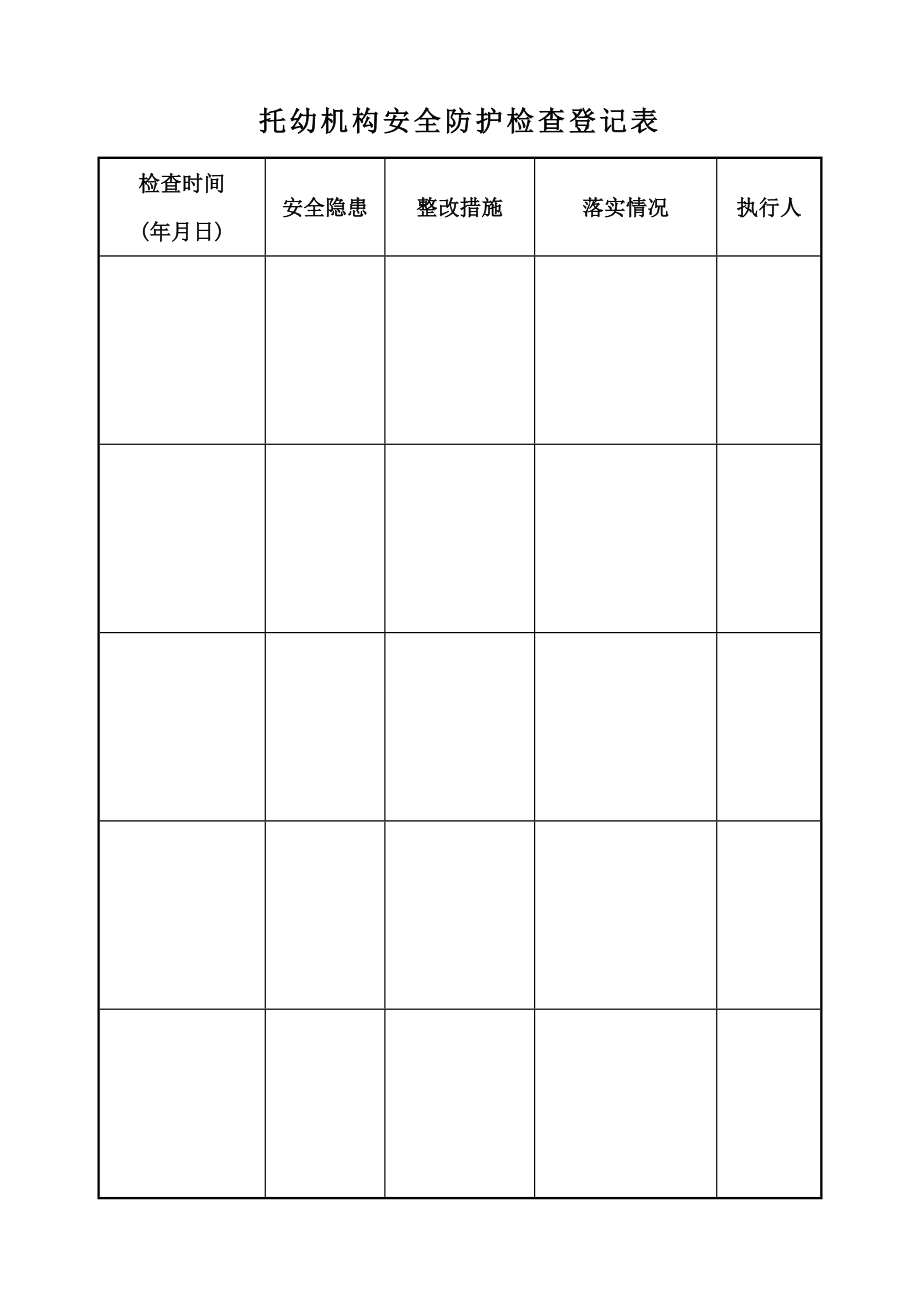 托幼机构安全防护检查登记表.doc