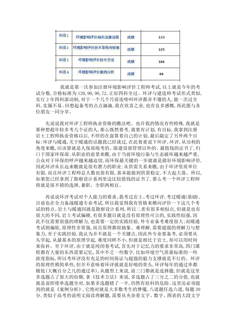 注册环评工程师考后的经验总结与感悟.doc