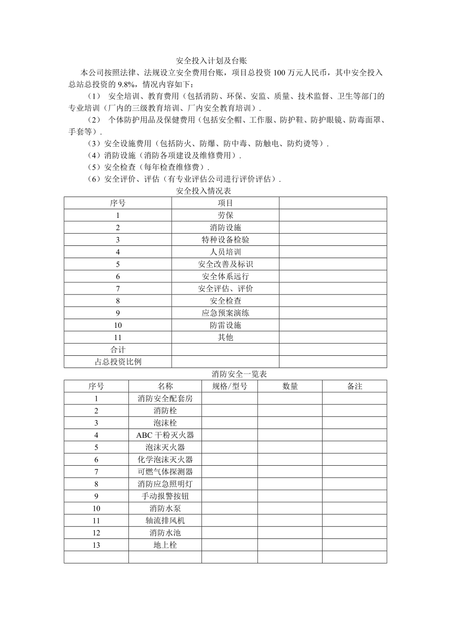 安全投入计划及台账.doc