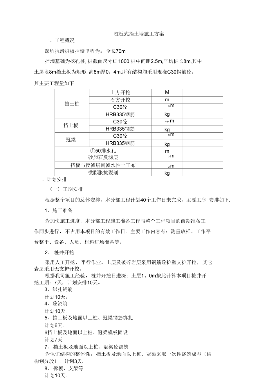 桩板式挡土墙专项施工方案完整.doc