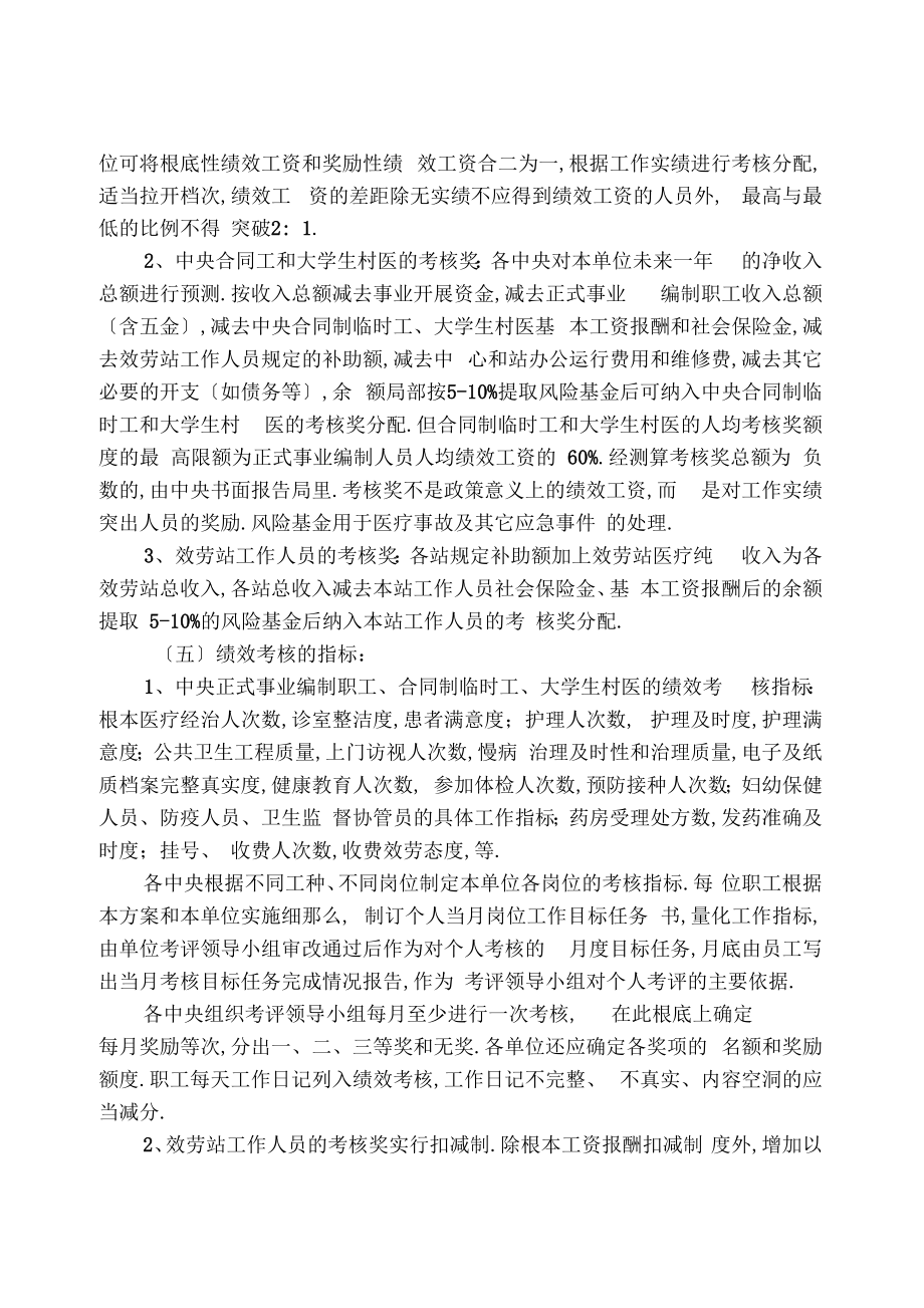 社区卫生服务中心收入分配和绩效考核方案(试行)最新版本.doc