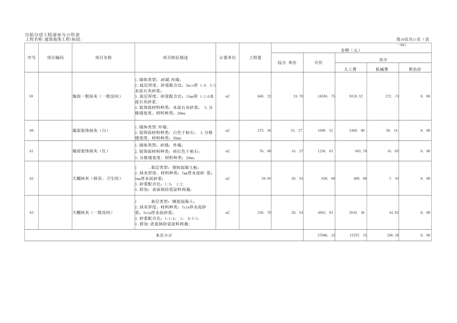 分部分项工程清单与计价表.doc