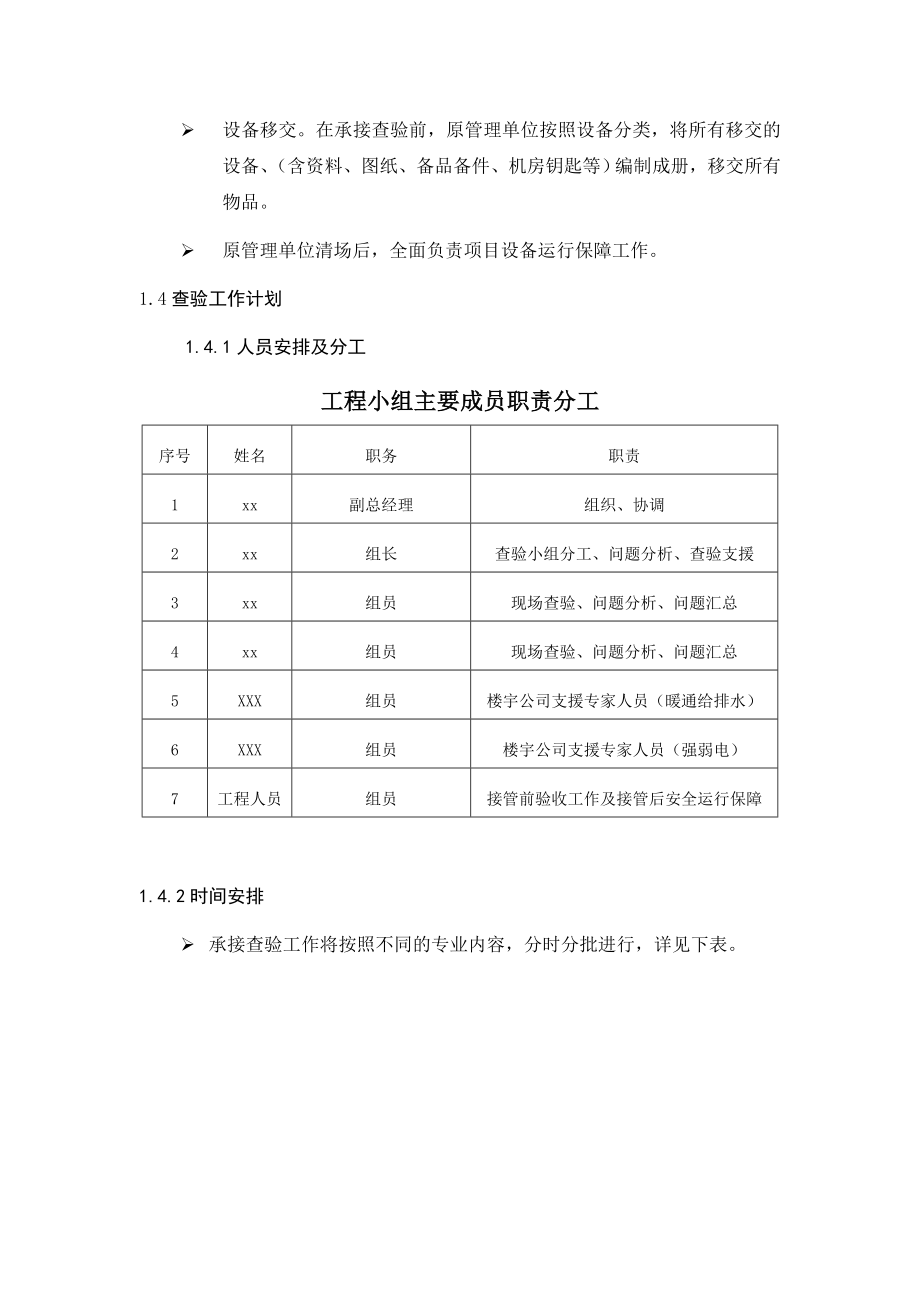 区政府工程承接查验方案.doc