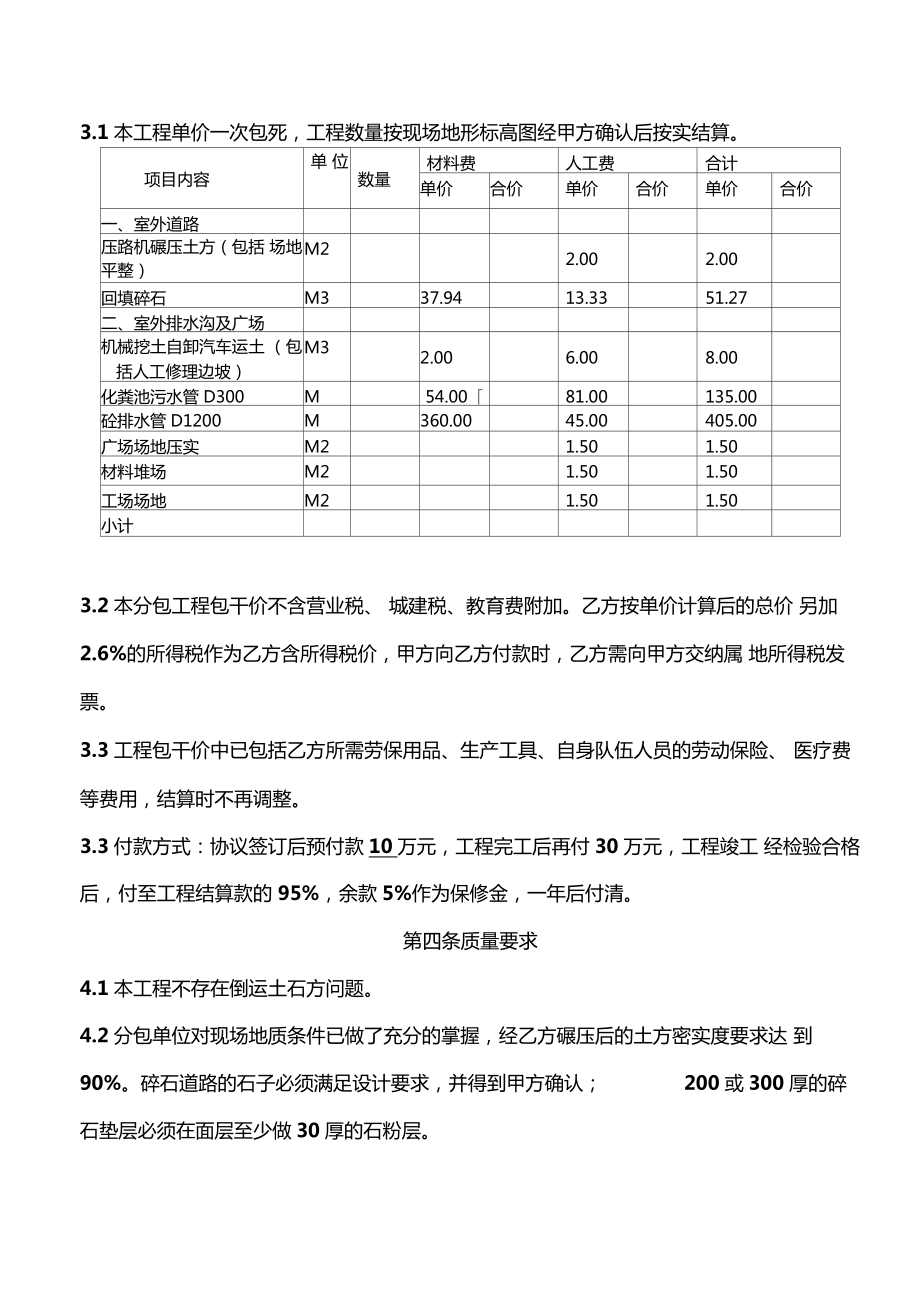 临建道路工程分包协议.doc