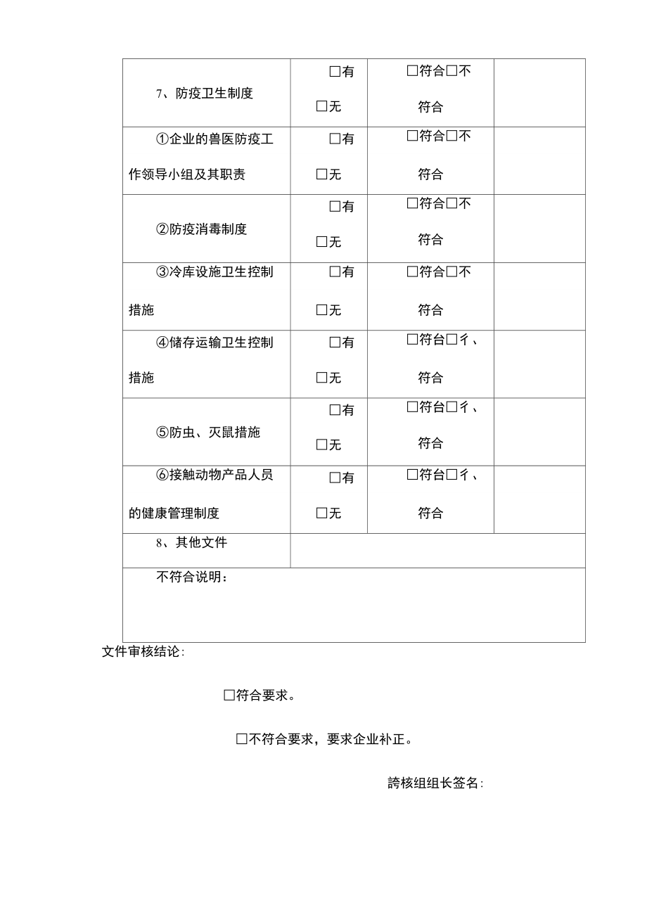 入口肉类备案存储冷库考核年审表.doc