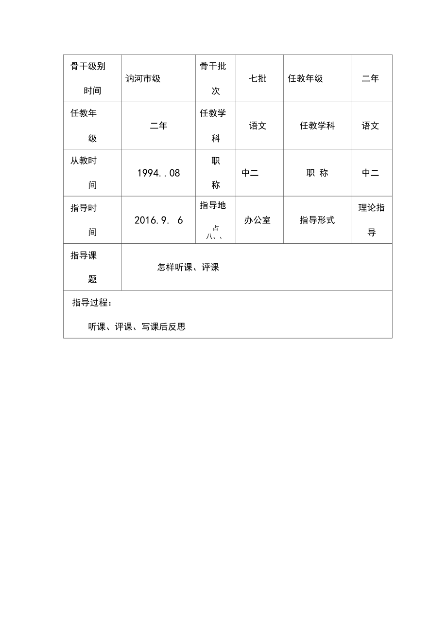 骨干教师指导青年教师记录表.doc