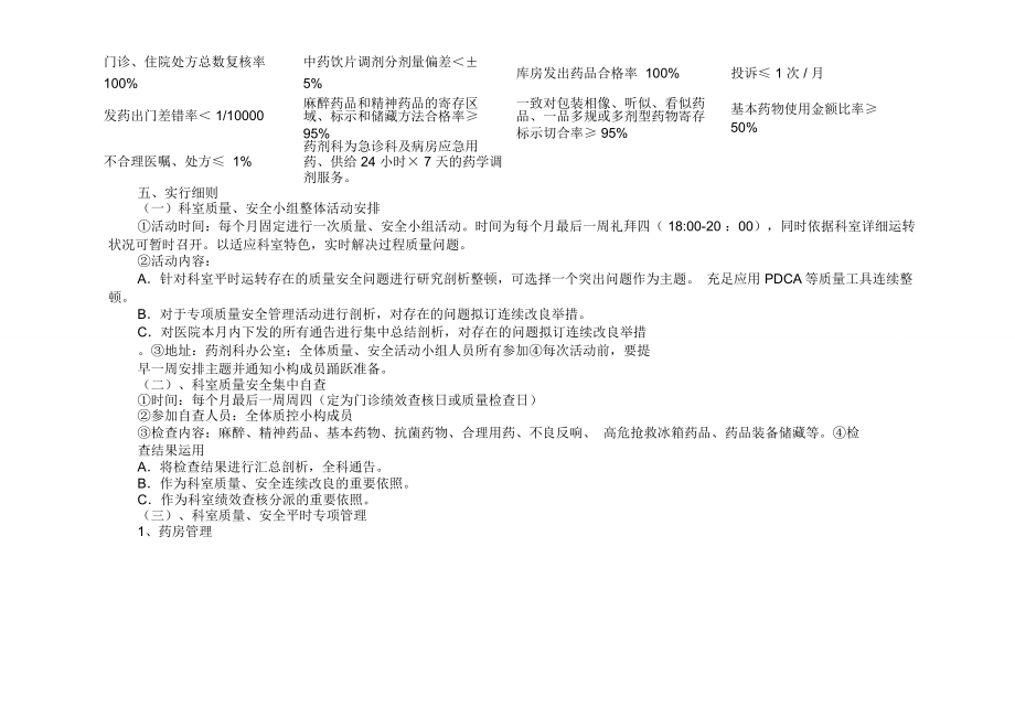 药剂科医疗质量安全管理持续改进方案.doc