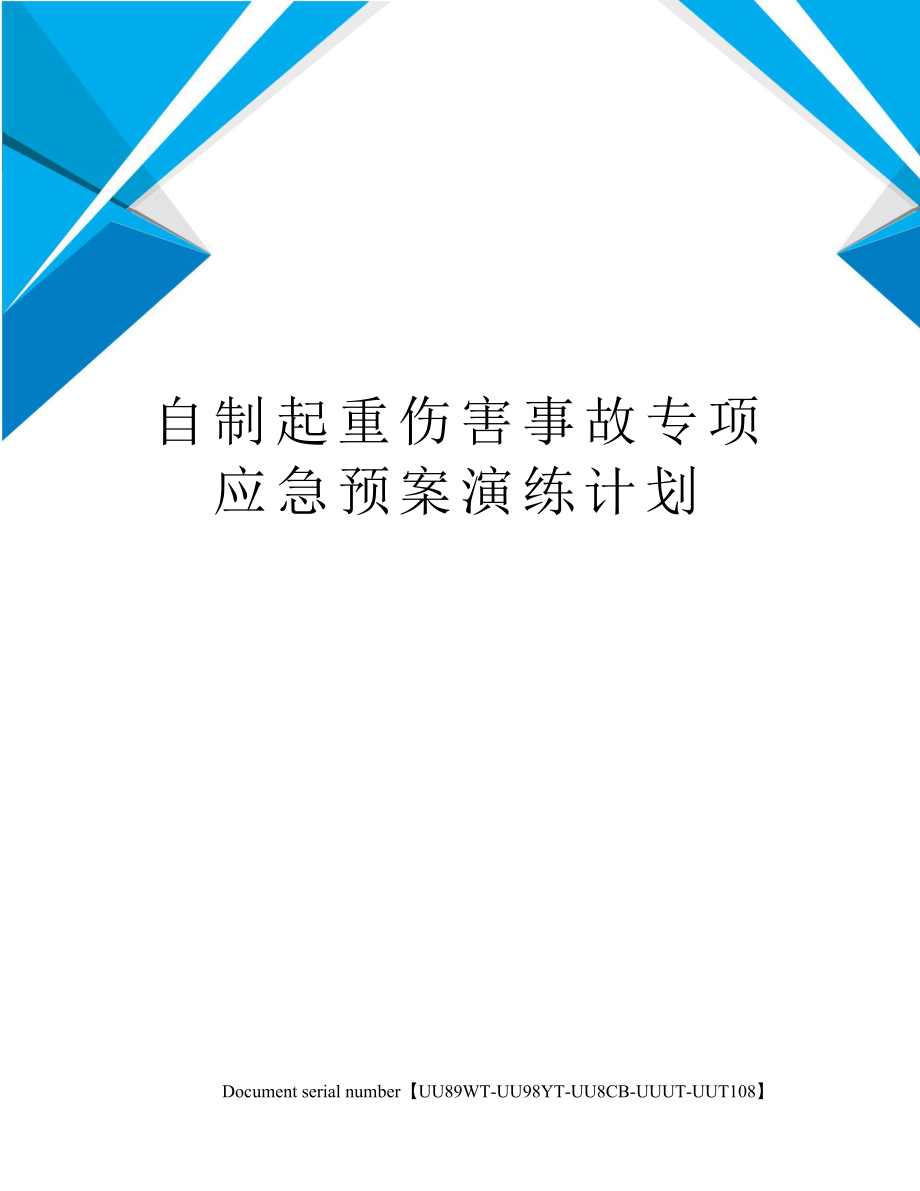 自制起重伤害事故专项应急预案演练计划.doc