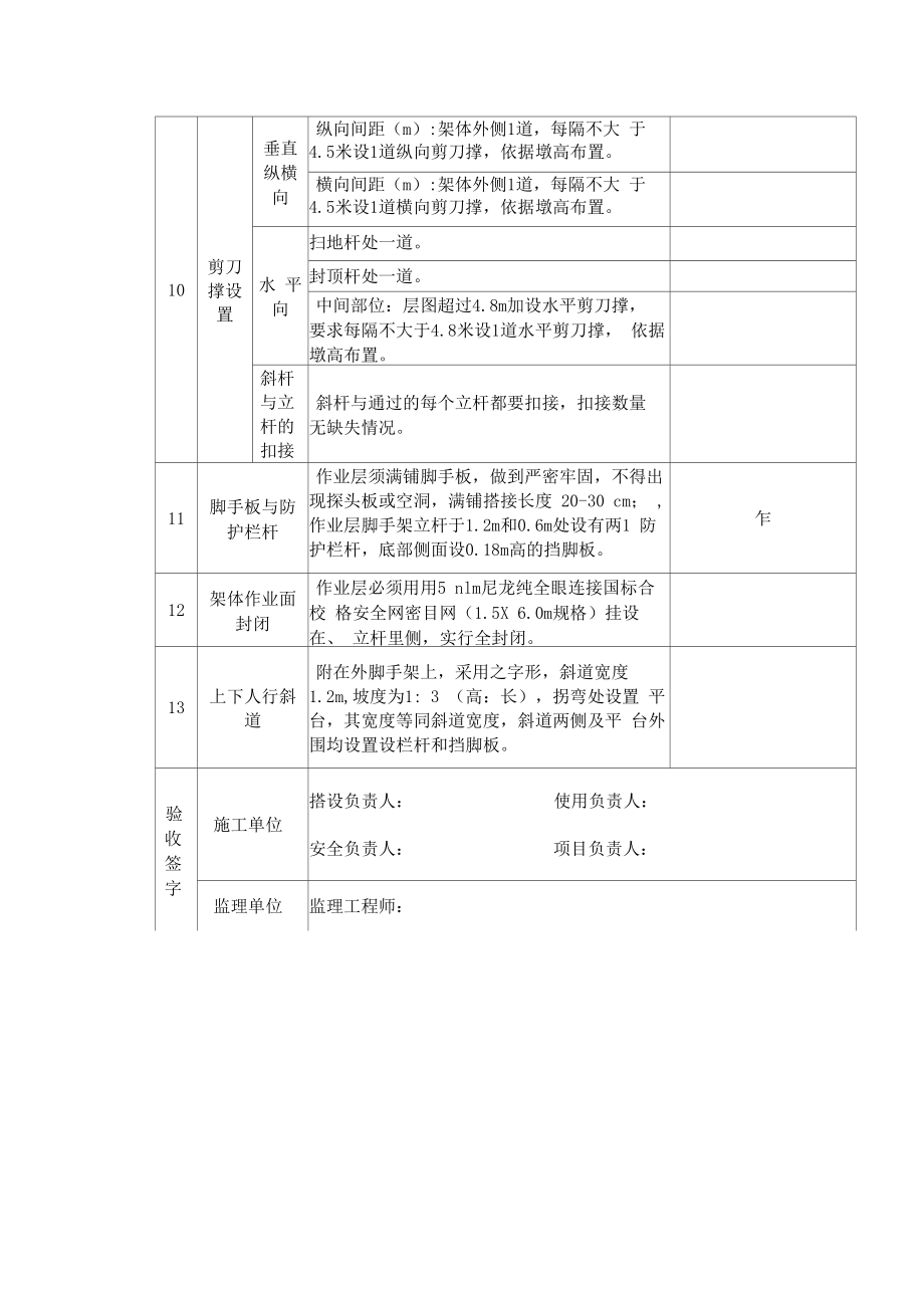 最新满堂脚手架验收表.doc