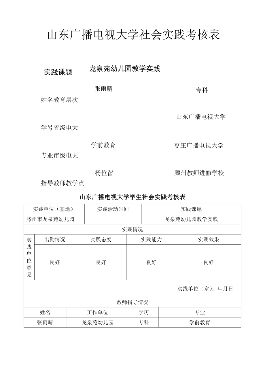 社会实践考核表格模板.doc