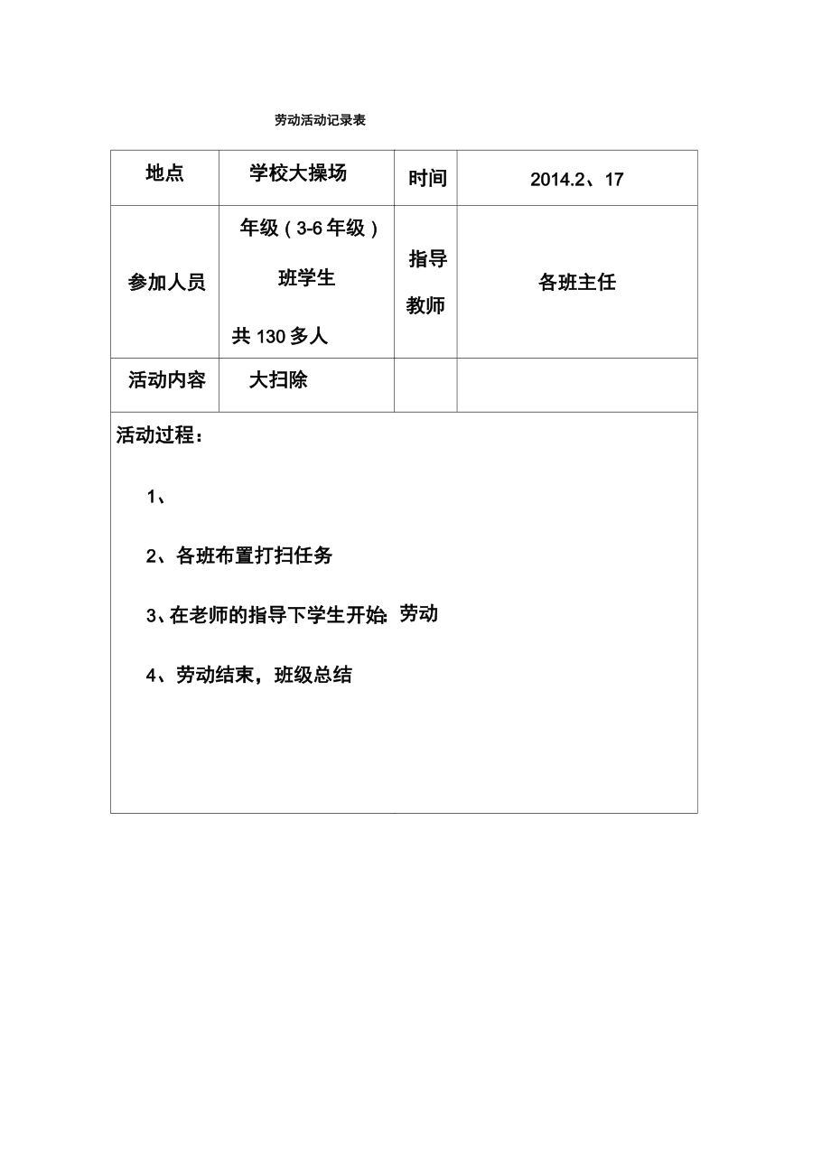 最新小学班级劳动记录.doc