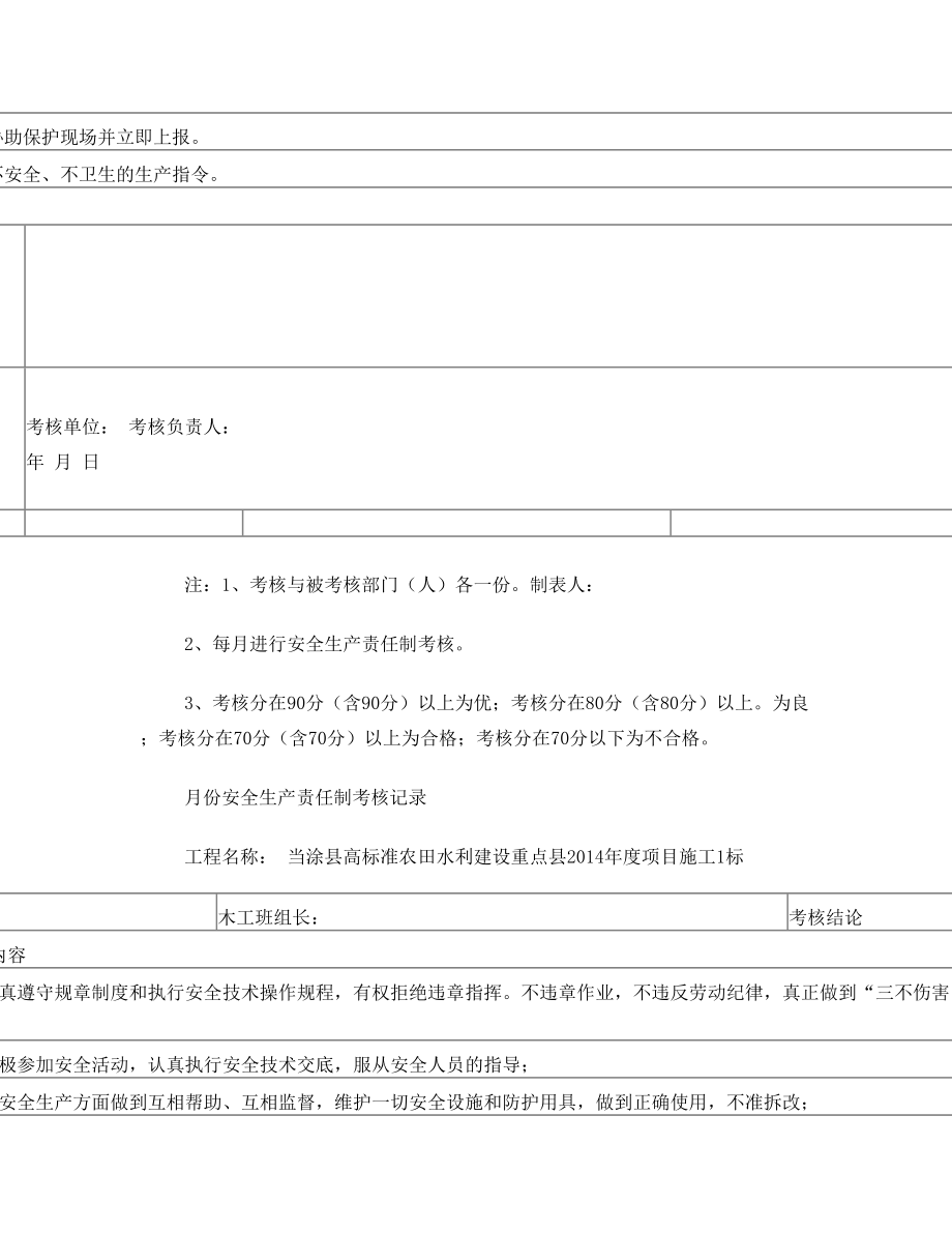 安全生产考核记录表.doc