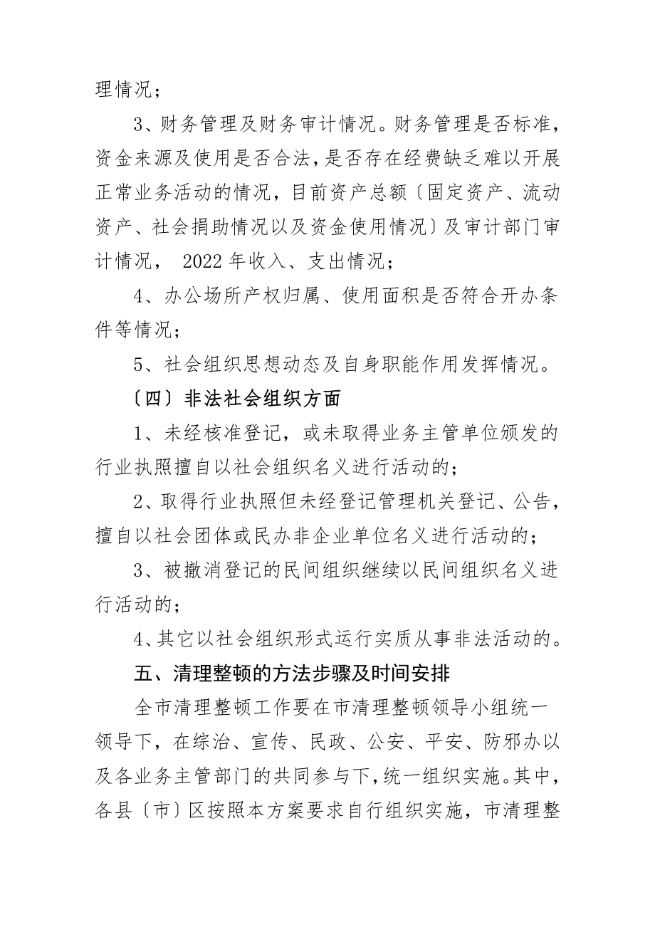 最新关于全市社会组织清理整顿工作的实施方案.doc