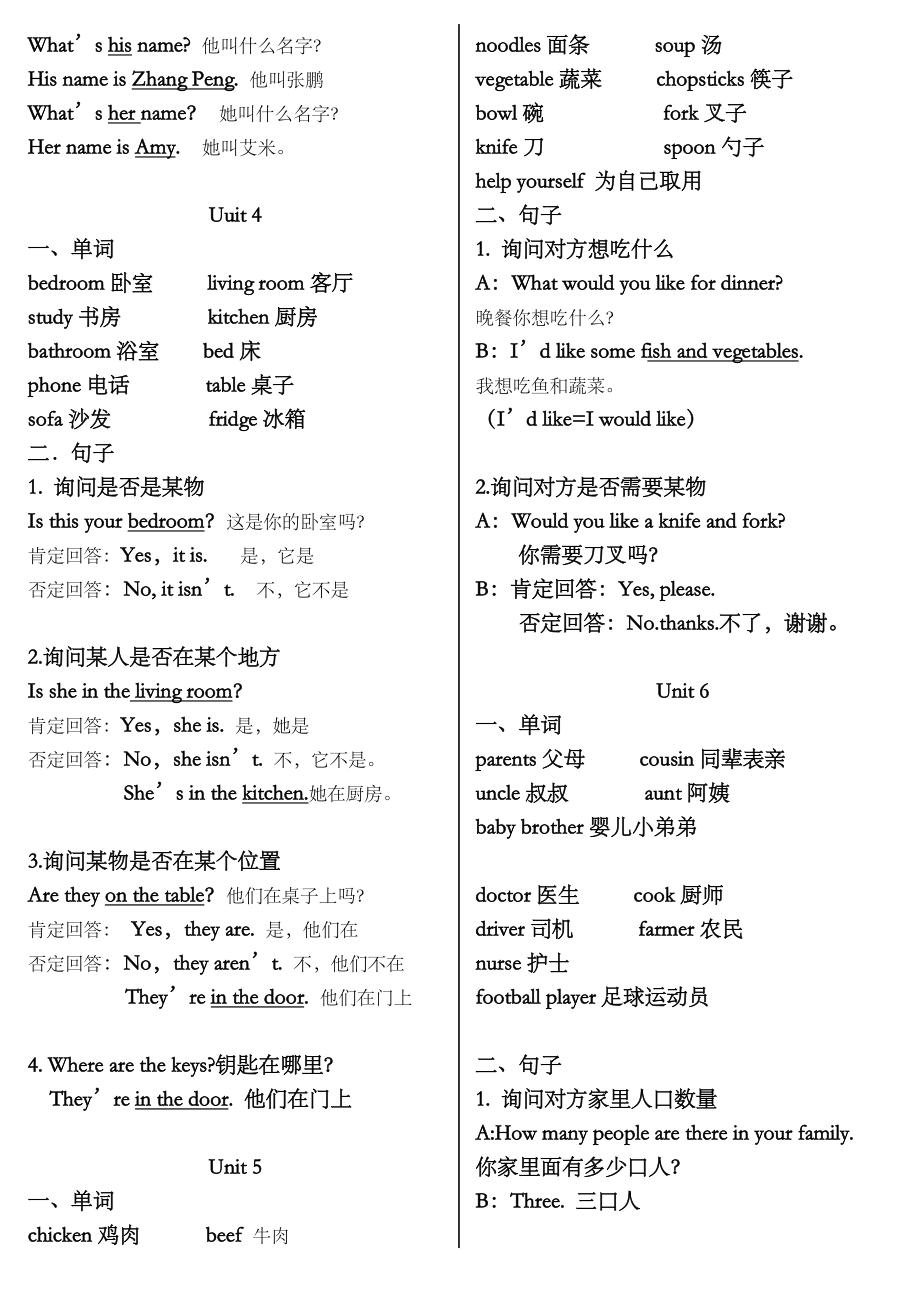 新版六年级英语毕业总复习资料.doc