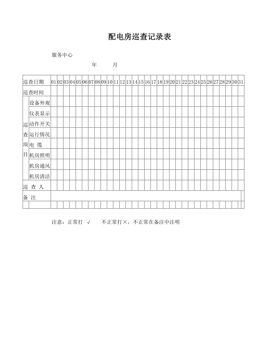 配电房巡查记录表.doc