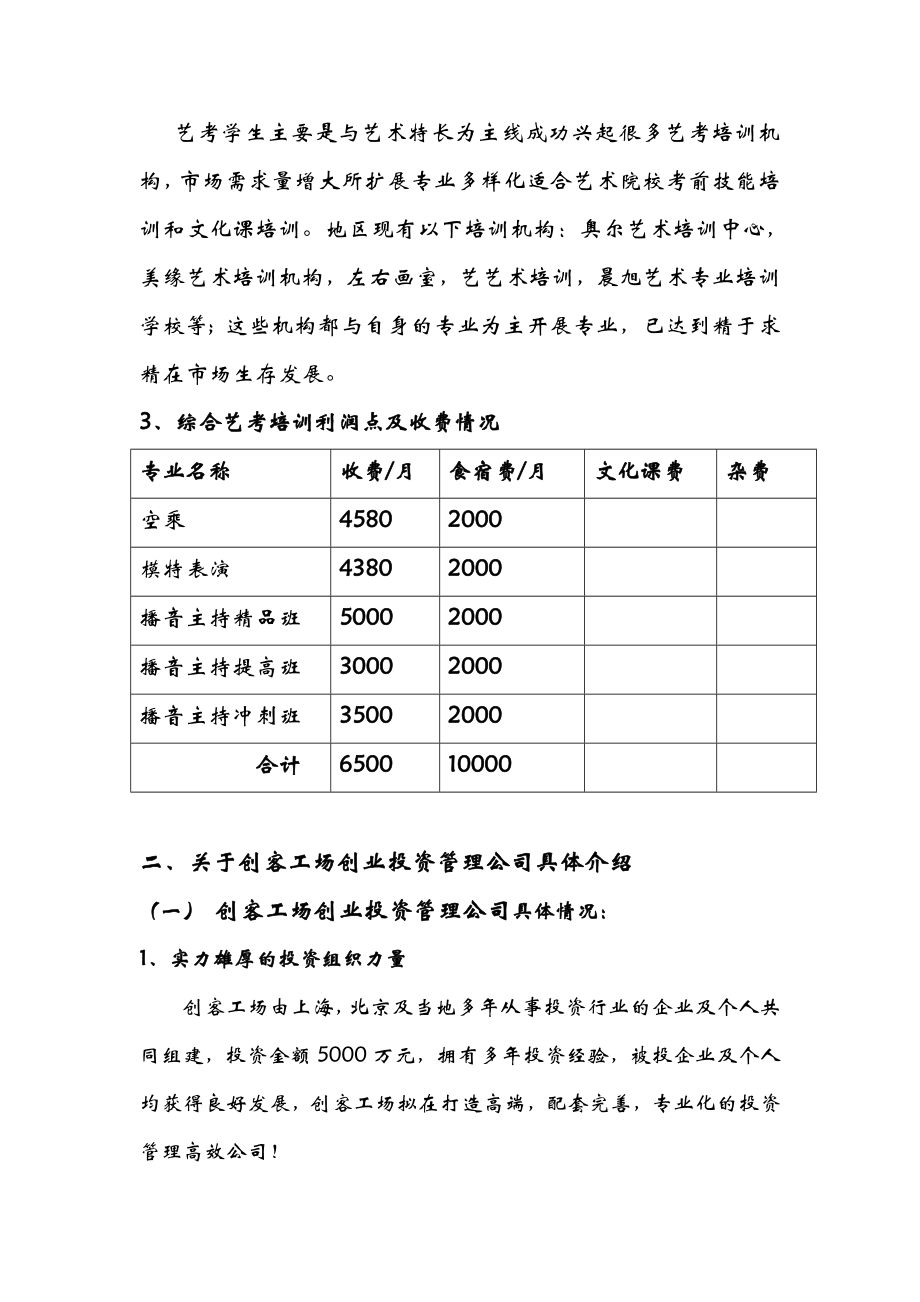 艺考办学项目合作实施计划书.doc