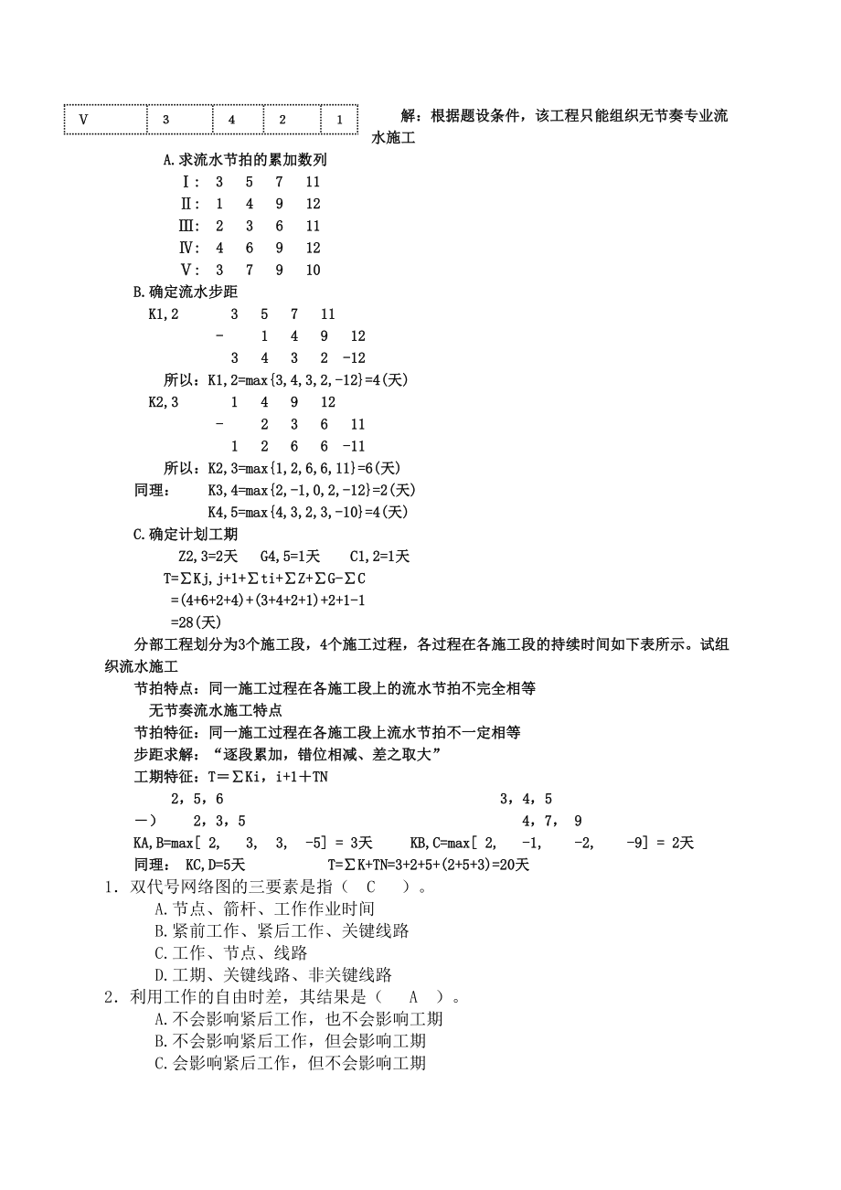 施工组织流水施工的组织方式与工期计算.doc