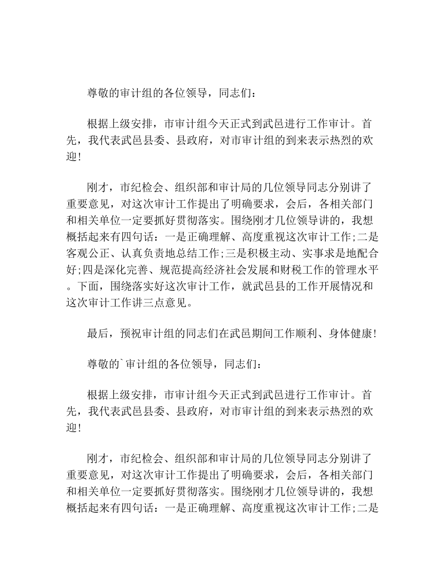 审计进点会上的发言讲话稿.doc