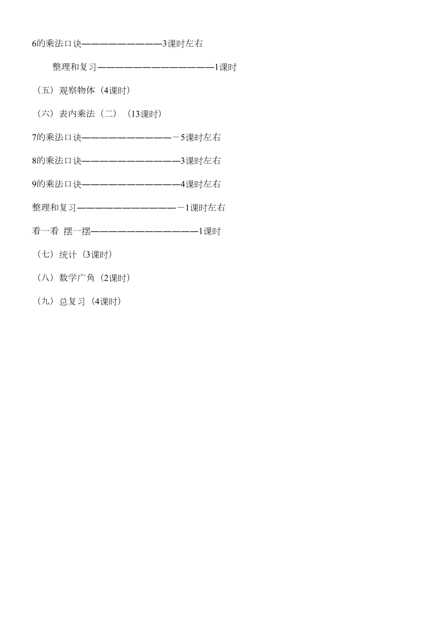 小学数学二年级上册数学教学计划.doc