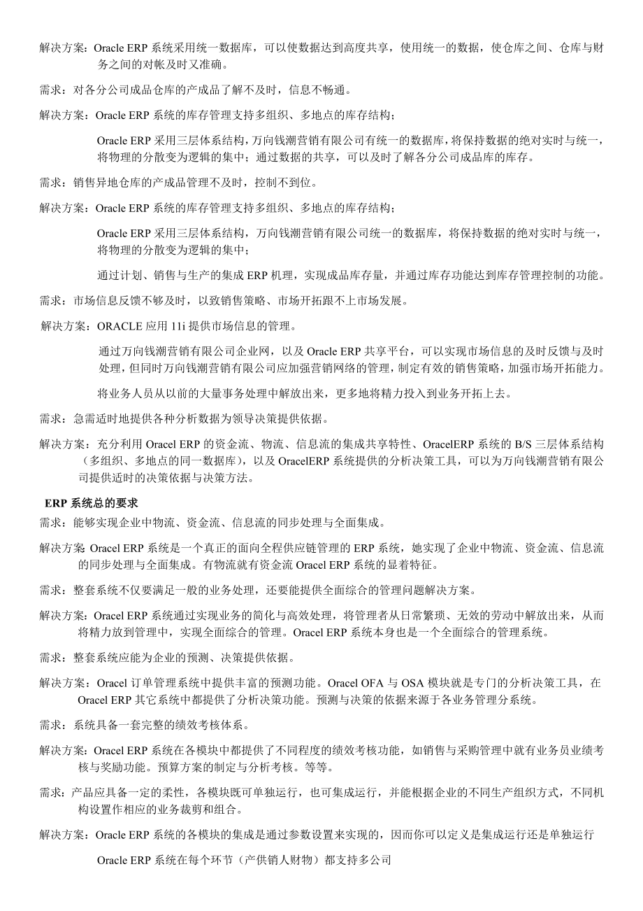 万向钱潮营销公司公司ERP系统实施应用建议书.doc