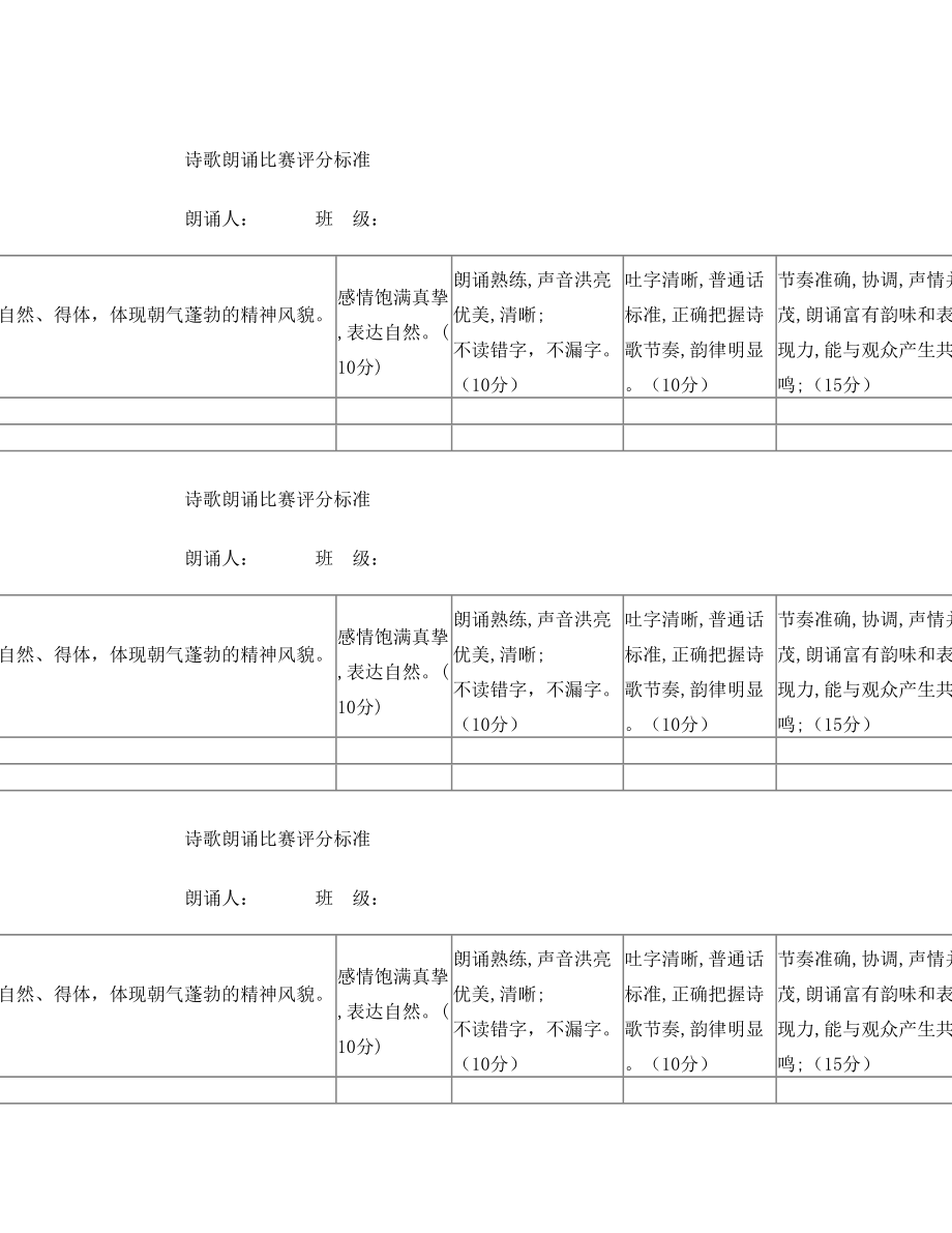 诗歌朗诵评分标准表格.doc