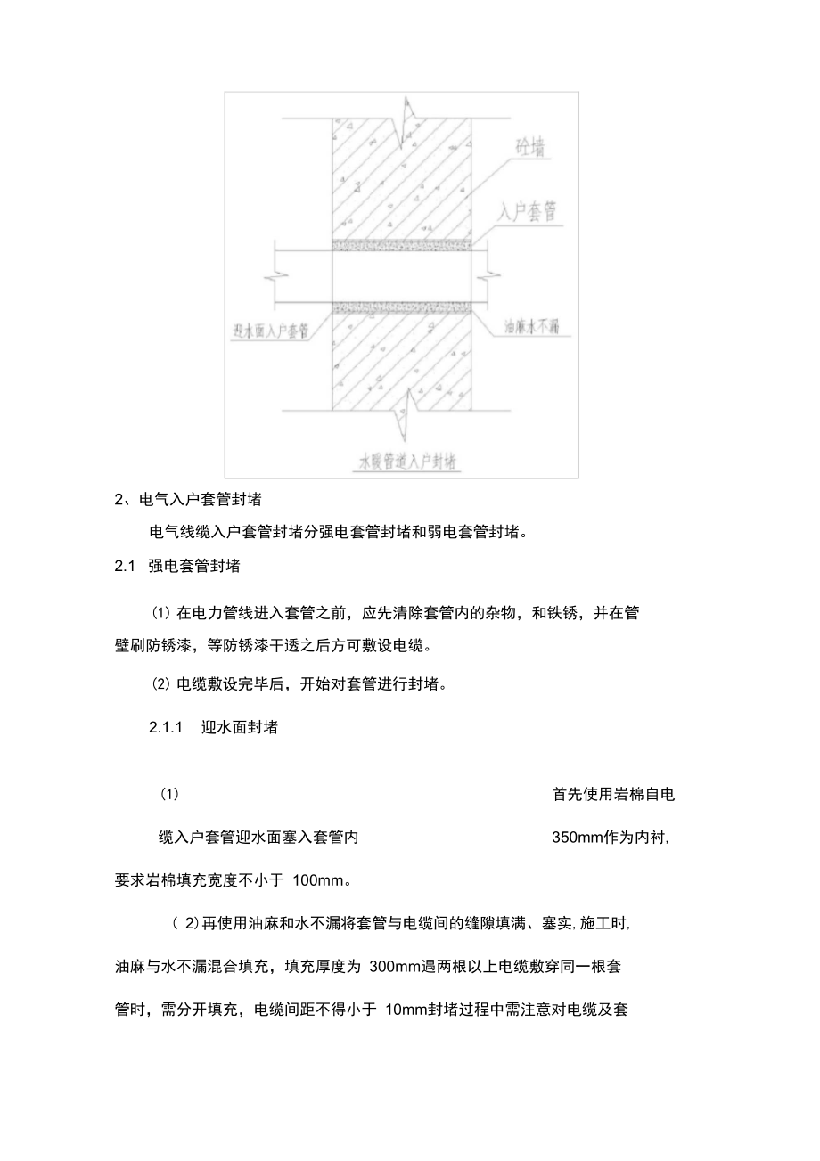 入户管道及电缆套管封堵施工方案.doc