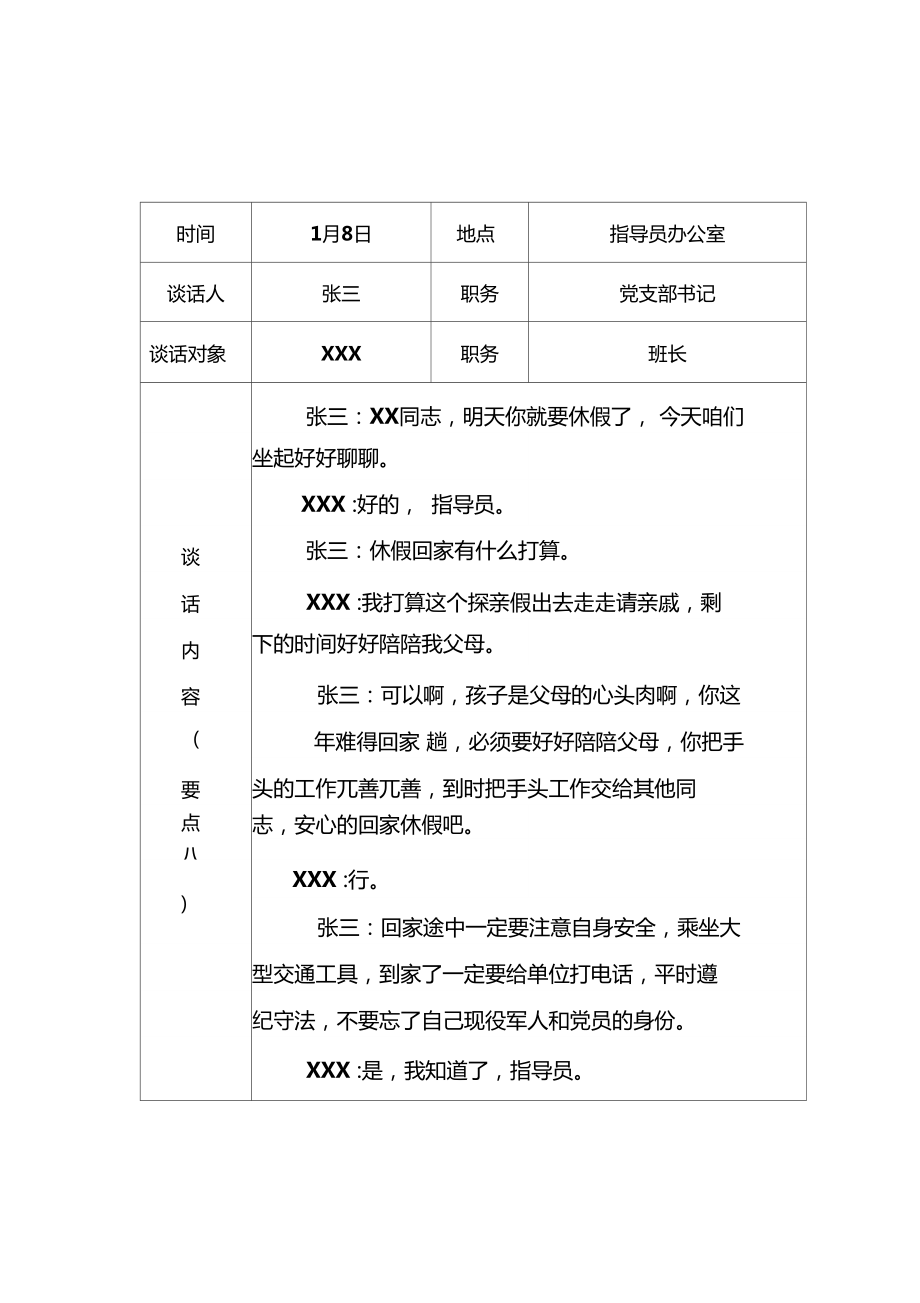 部队谈心谈话心理疏导记录1.doc