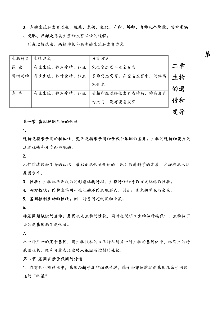 八年级下册生物知识点归纳人教版.doc