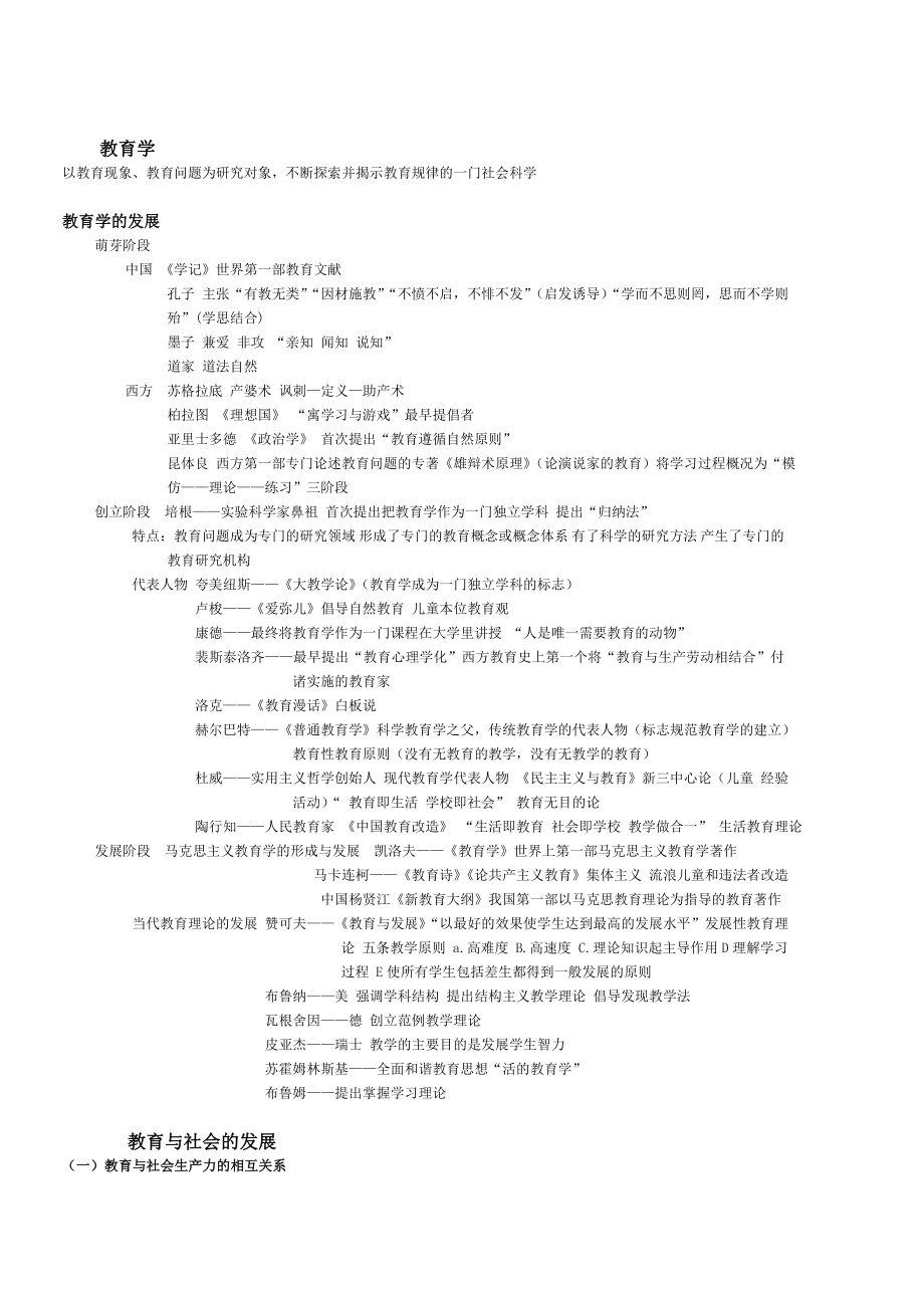 小学教师资格证教育教学知识与能力知识点整理.doc