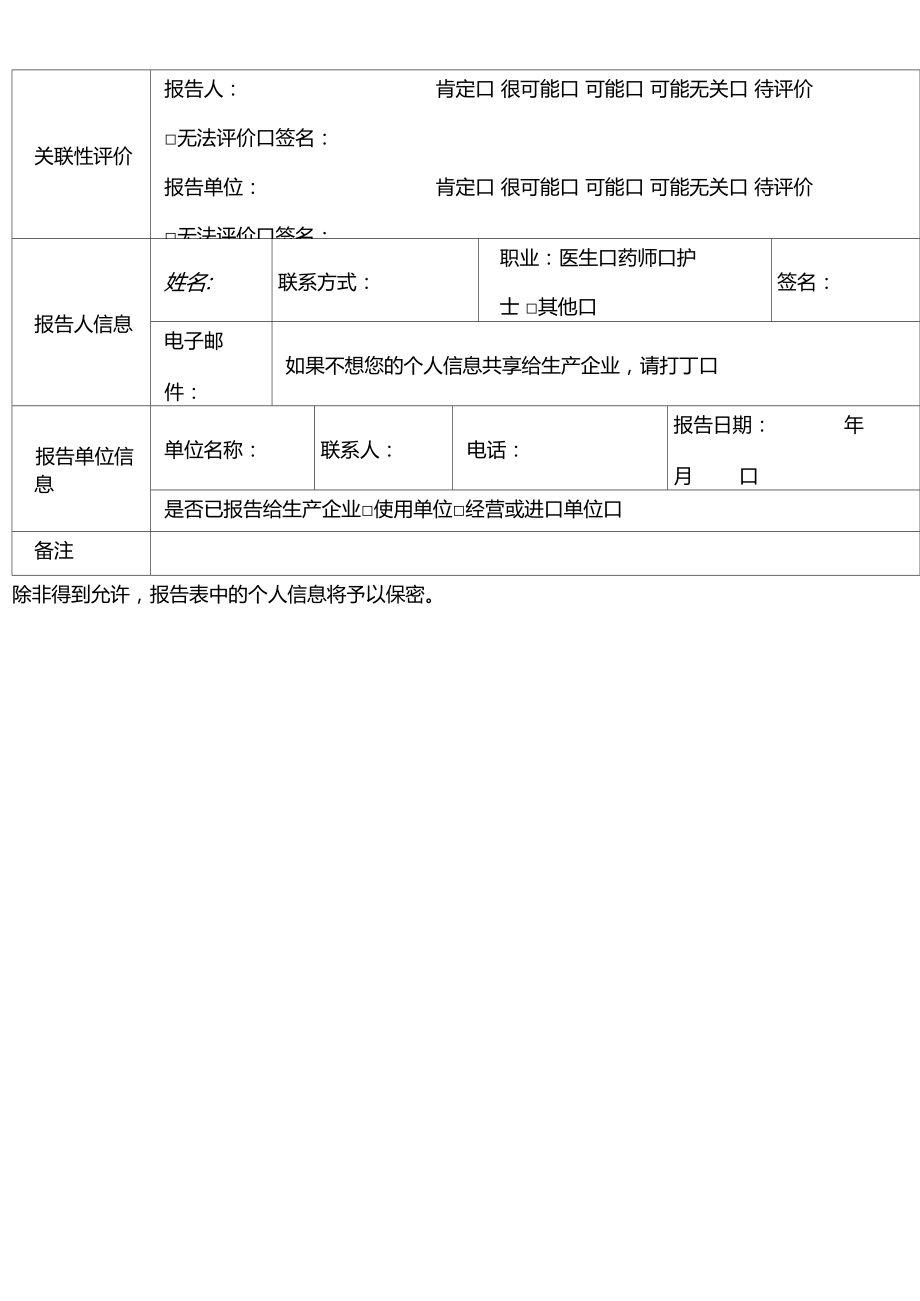 药品不良反应分析报告表格.doc