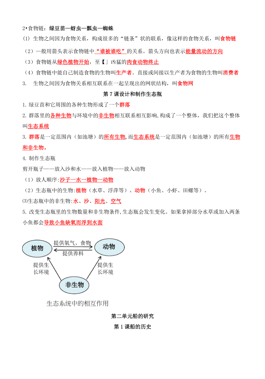 2022年最新改版教科版五年级下册科学知识点总结.doc