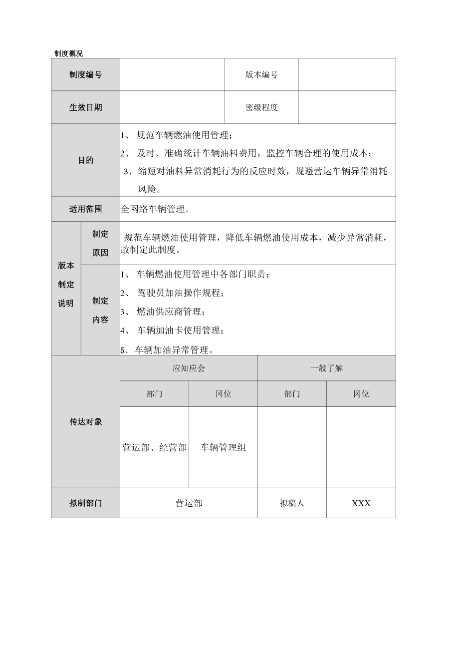 车辆燃油使用管理制度.doc