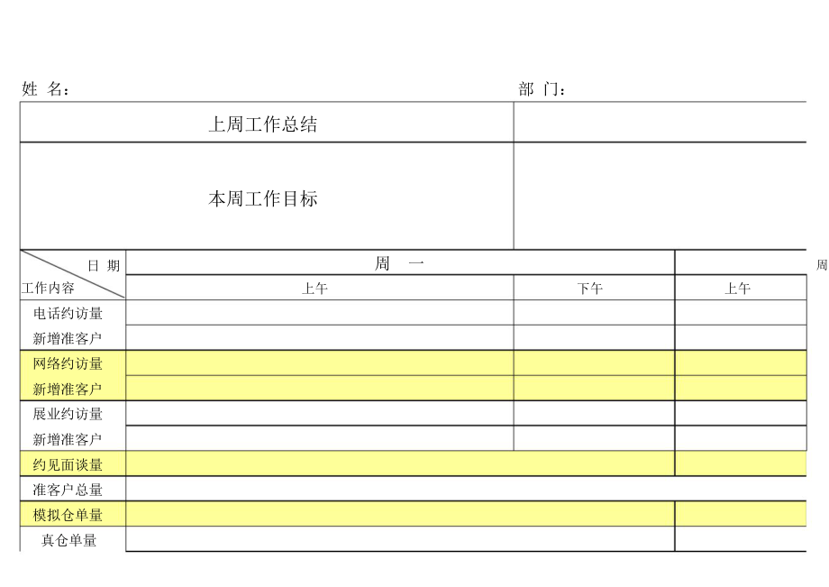 周工作计划表模板.doc