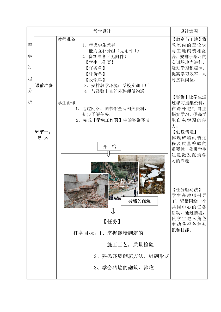 砖墙砌筑创新说课大赛教学设计方案创新说课大赛教学设计.doc