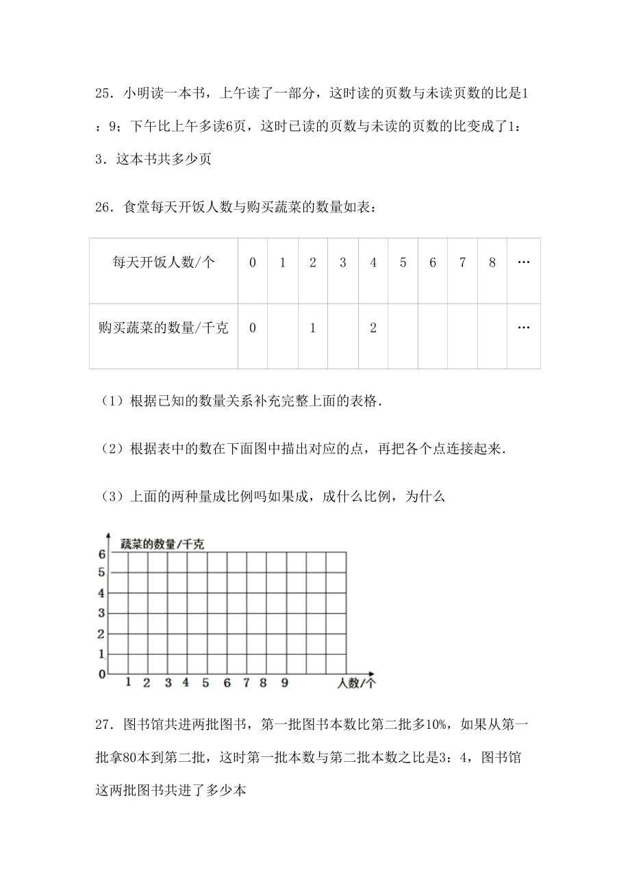 人教版小学数学六年级下册《比例》试卷.doc