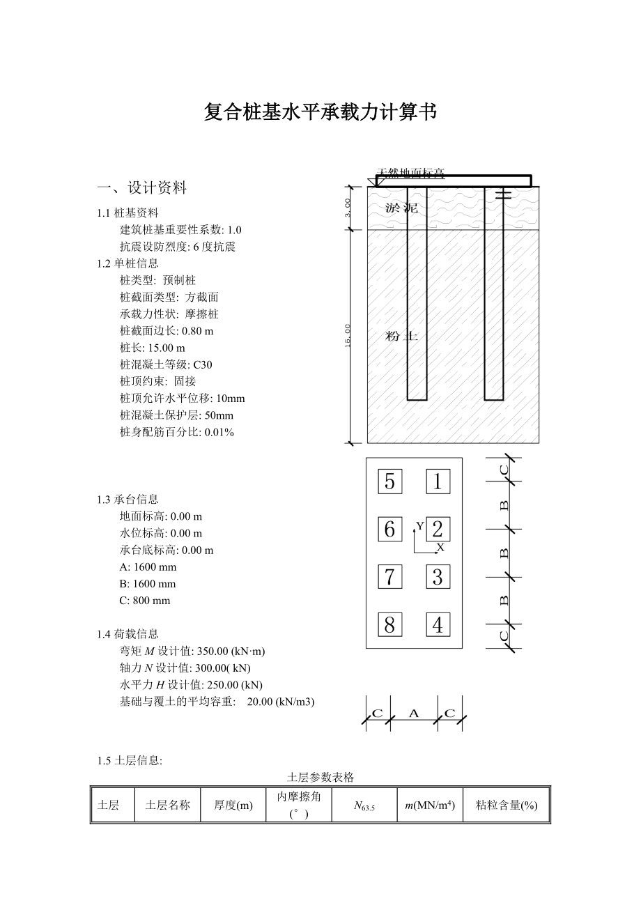 预制方桩水平承载力计算书.doc