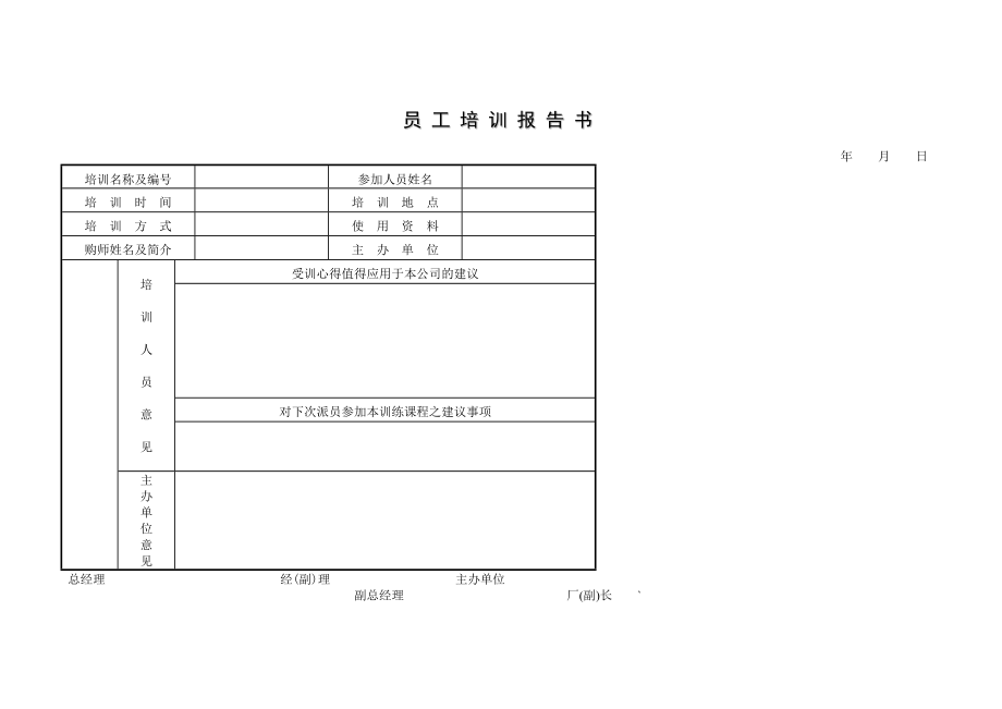 [合同协议]员工培训表格样本.doc