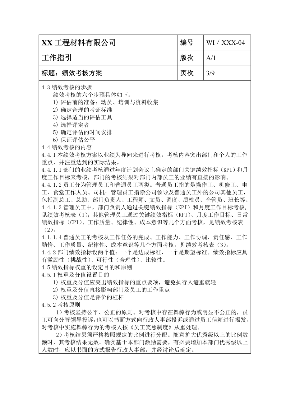 &amp#215;&amp#215;有限公司绩效考核方案.doc