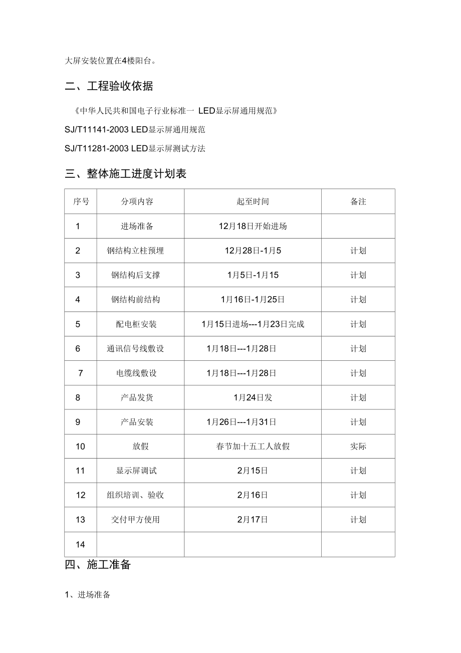 大屏施工组织方案范本.doc