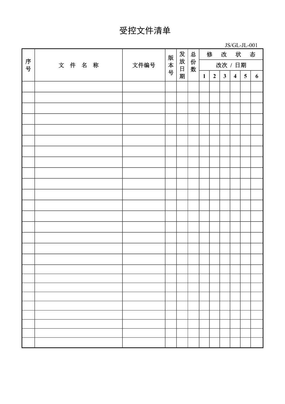 ISO各类表格(全套).doc