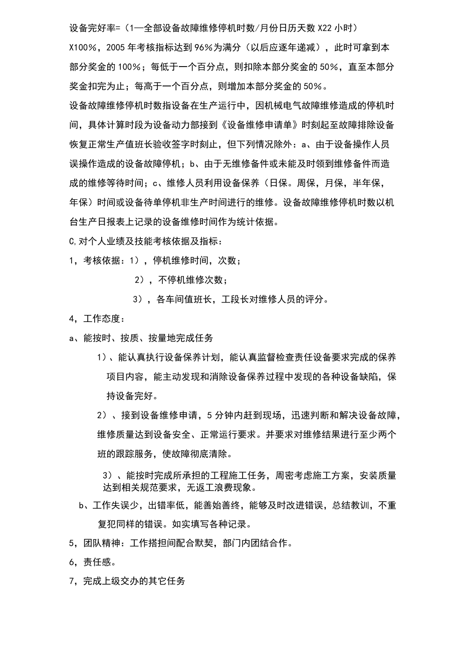 设备部考核方案.doc