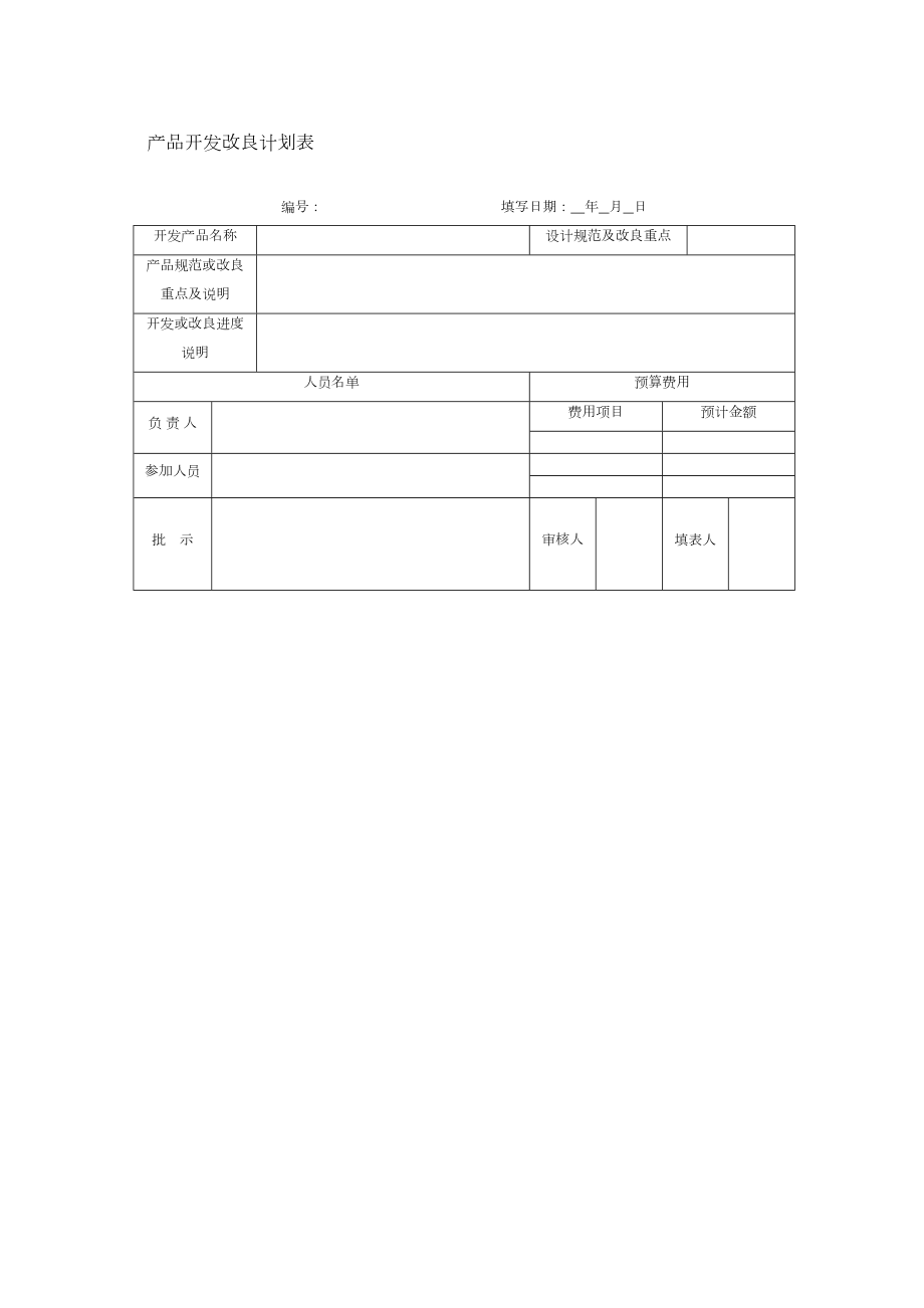 产品开发改良计划表.doc