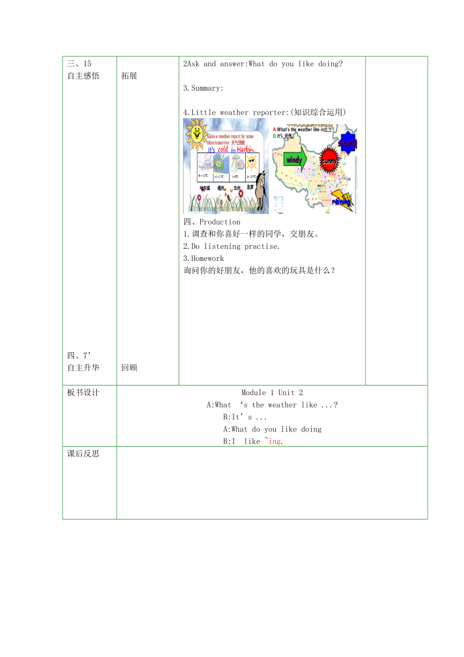 二年级英语下册Module1Unit2Ilikeswimming教案外研版.doc