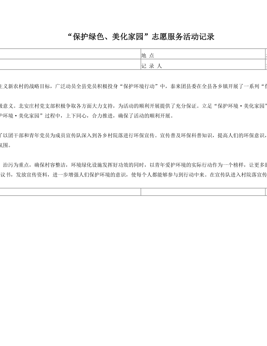 “保护绿色、美化家园”志愿服务活动.doc